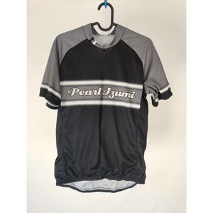 (V) Pear Izumi Men cycling jersey sport black/gray 3/4 zip sz M